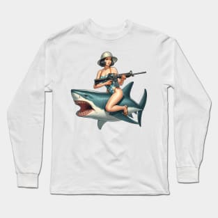 Tactical Girl and Shark Long Sleeve T-Shirt